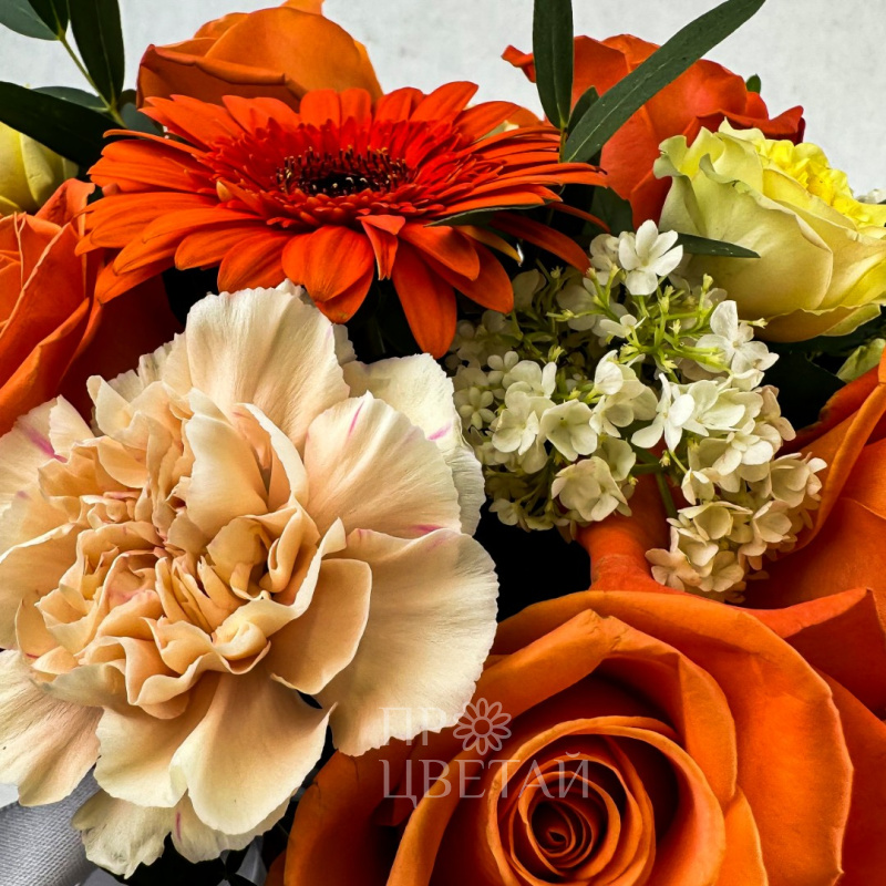 Композиция с гвоздикой «Бархат» 1