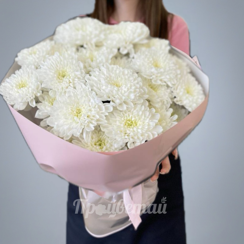 Букет из 5 белых хризантем