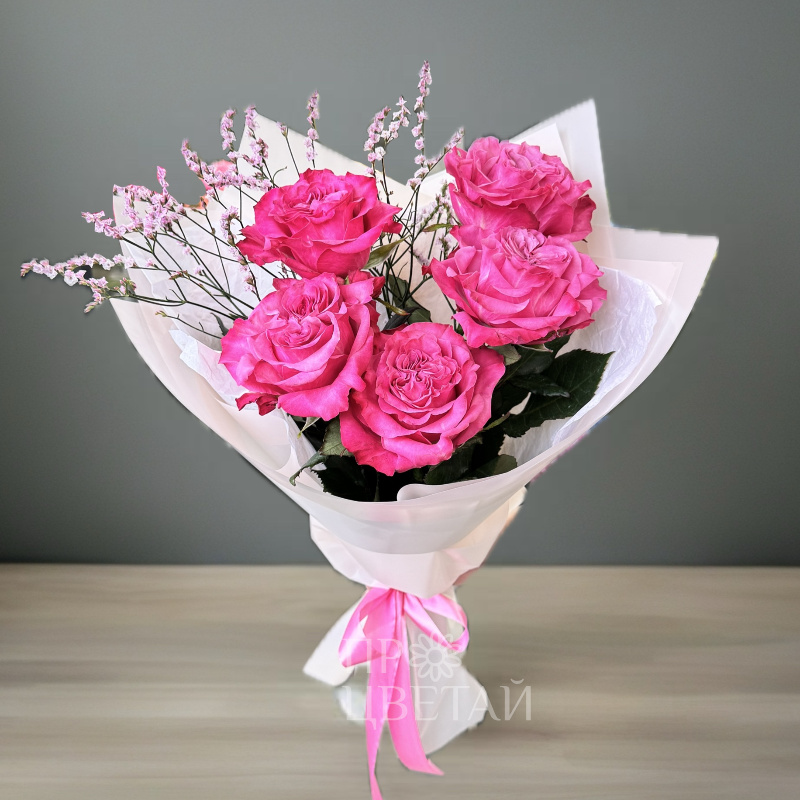 Букет из 5 пионовидных роз «Кантри» 1