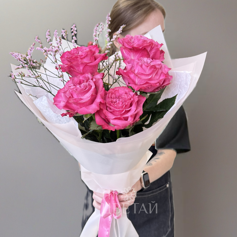 Букет из 5 пионовидных роз «Кантри» 2