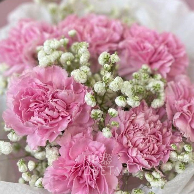 Сборный букет с гипсофилой «Нежная весна» 2