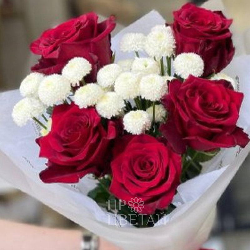 Букет с хризантемой и розами 1