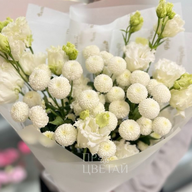 Сборный букет хризантем «Белые огни» 1