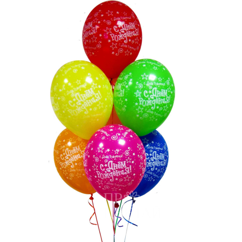 Букет из 7 шаров С Днем Рождения